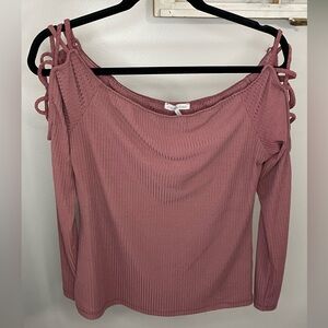Charlotte Russe Off-Shoulder Top long sleeve cold shoulder, detail size large